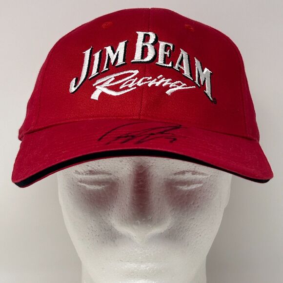 Jim Beam Racing Robby Gordon Signed Hat Baseball Cap NASCAR Strapback Red - Picture 2 of 10